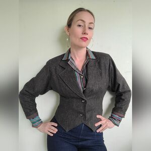 The Social Studies Teacher Vintage 80s Wool Cropped Blazer M